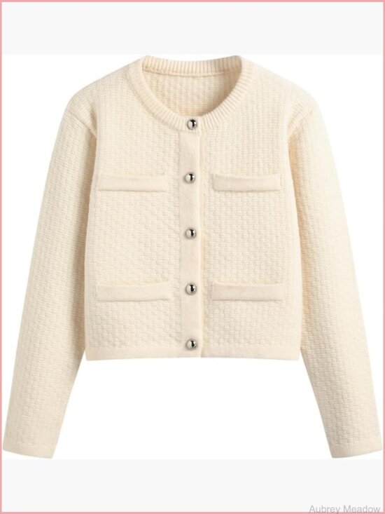 Sweaters - Oversized Knit Cardigan with Button Closure Long Sleeve